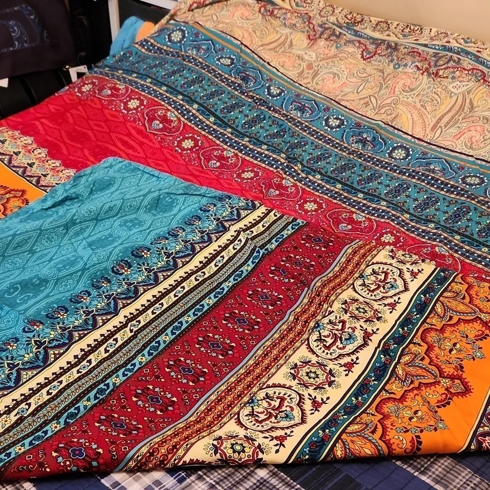 NWOT Bohemian multicolor floral print heavy cotton duvet cover 90